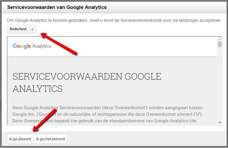Google Analytics - Voorwaarden
